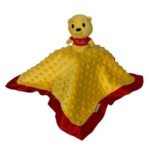 Itty Bittys Disney Winnie The Pooh Plush Lovey Security Blanket Yellow Red Minky